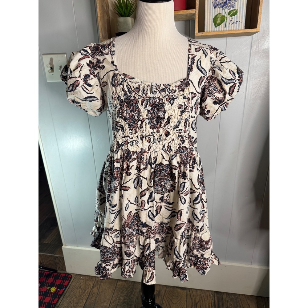 House of Harlow 1960 Cream Mini Dress with Brown & Black Floral Print